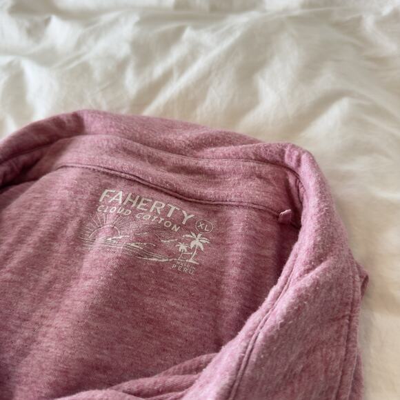 Faherty Men’s Cloud Cotton Polo Shirt Heather Pink Size XL Soft Casual Golf - Picture 5 of 6